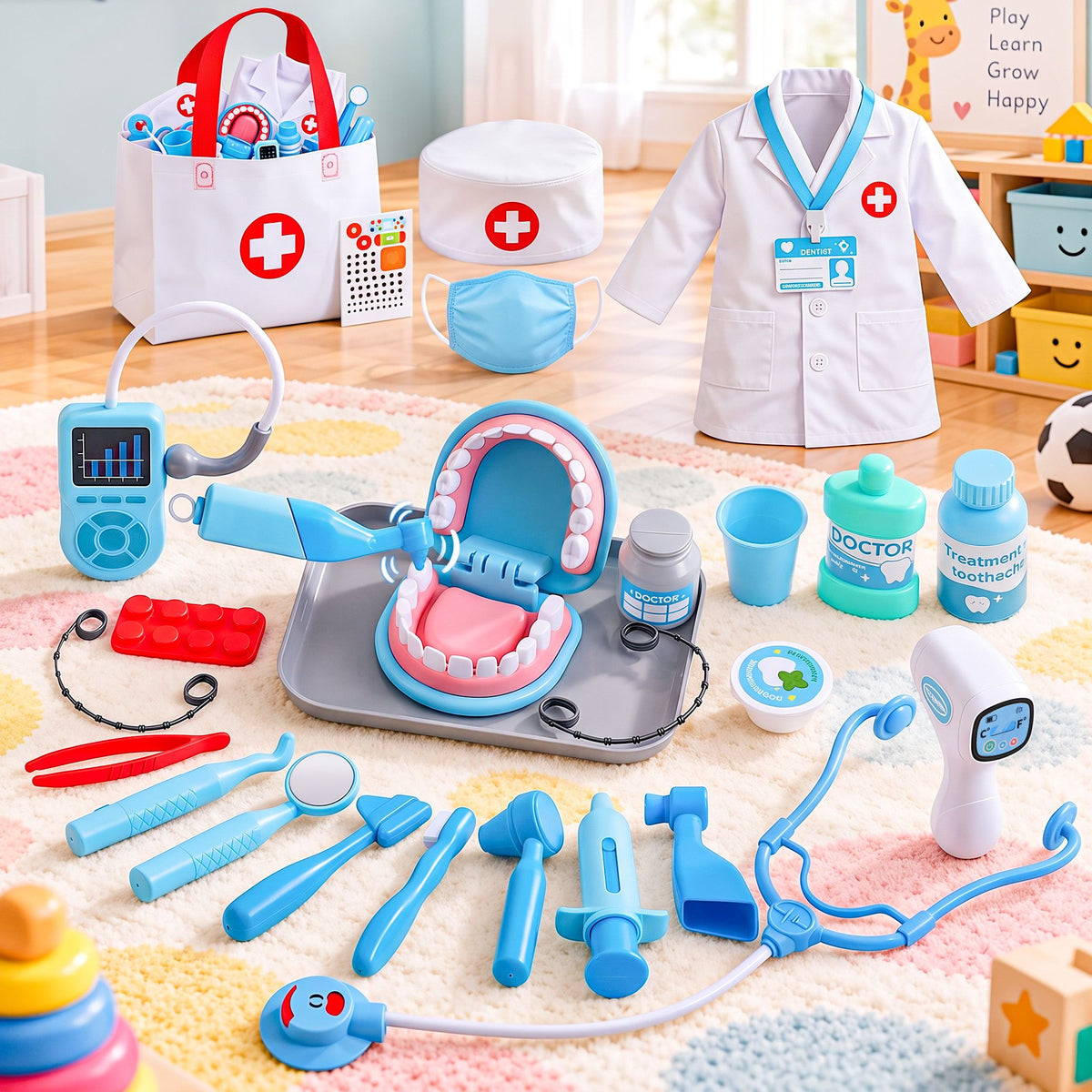 Keezi Kids Doctor Play Set Pretend Dentist Play Set Toy Medical Kits 30PCS