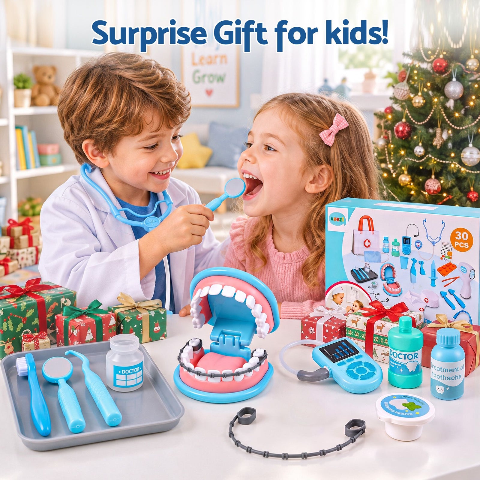 Keezi Kids Doctor Play Set Pretend Dentist Play Set Toy Medical Kits 30PCS