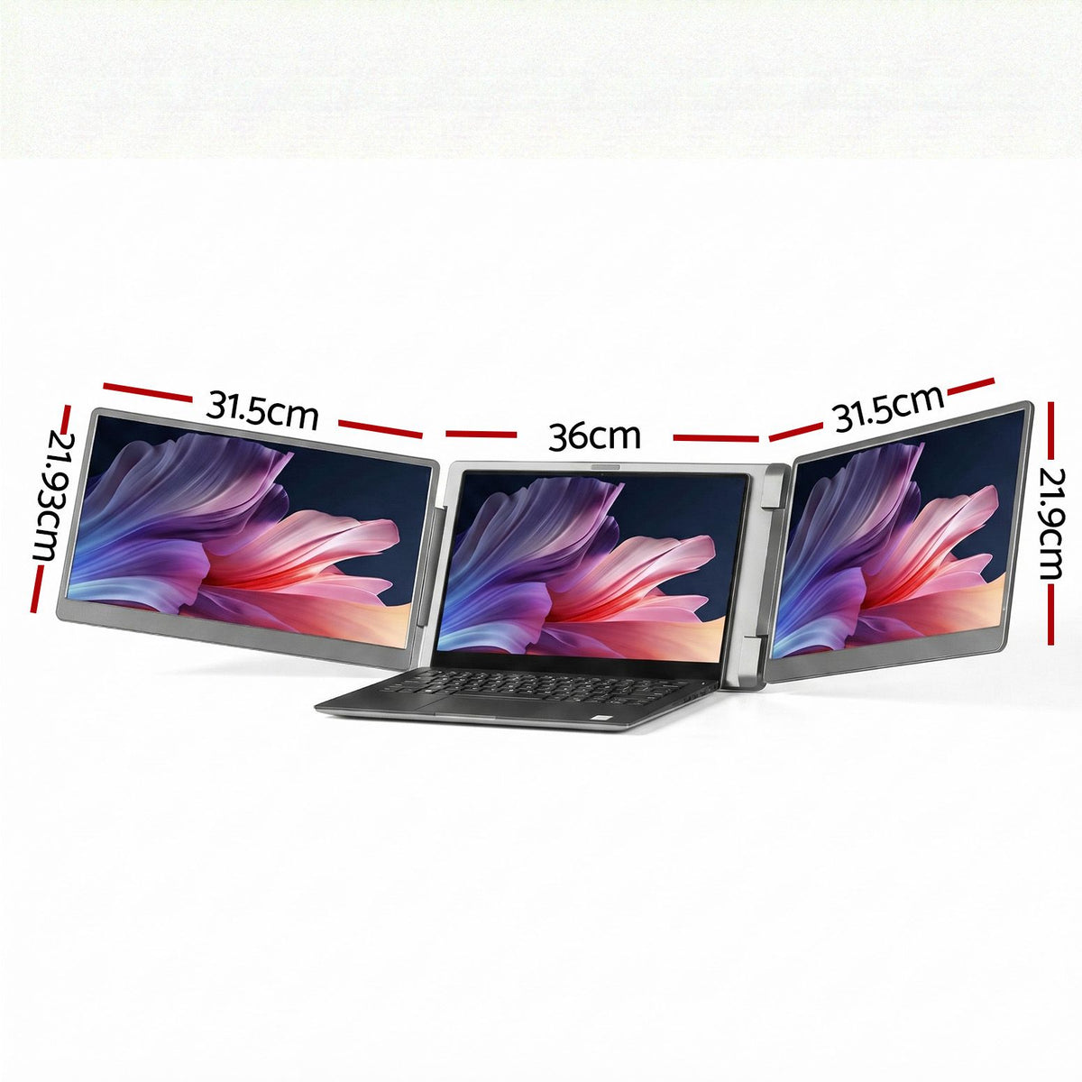 Devanti 14 Inch Portable Monitor Laptop Screen Extender Triple Display