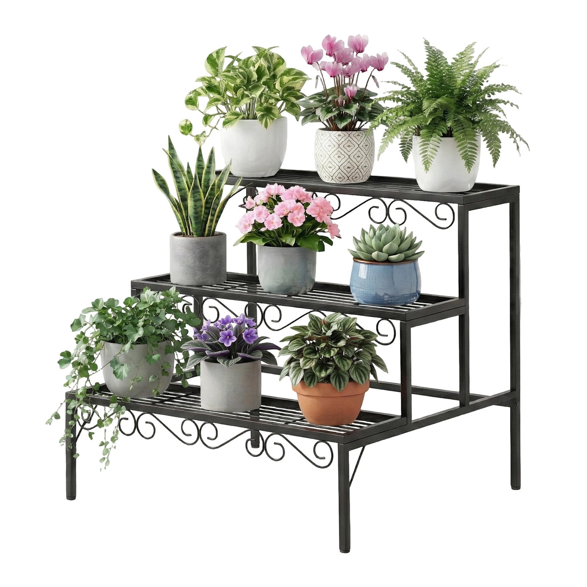Artiss Plant Stand 3 Tier Metal Corner Plant Shelf Multiple Flower Holder Rack