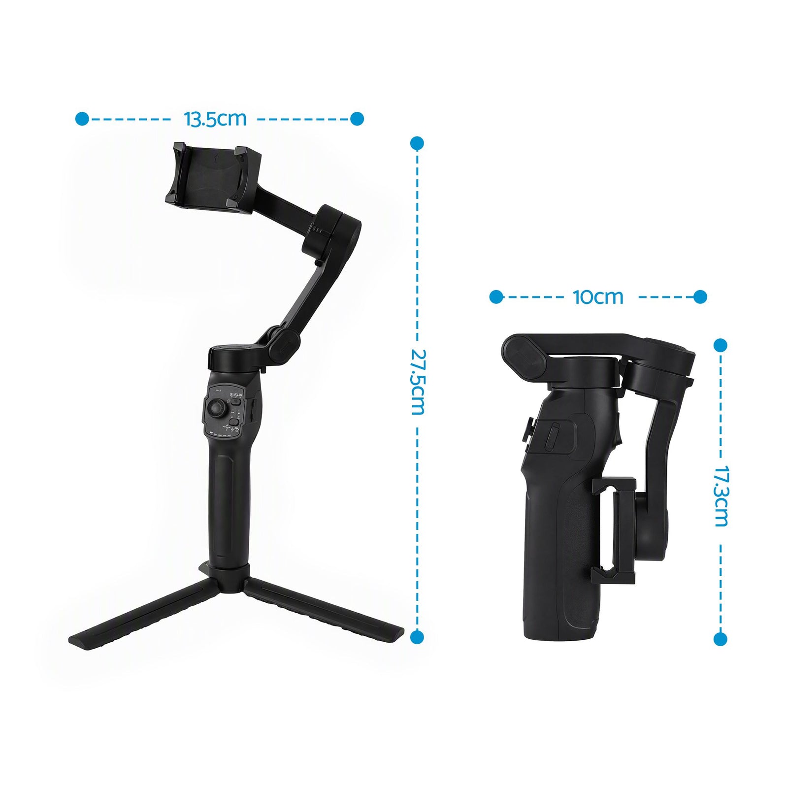 Devanti 3-Axis Gimbal Stabilizer with Tripod for Smartphone, Foldable Selfie Stick