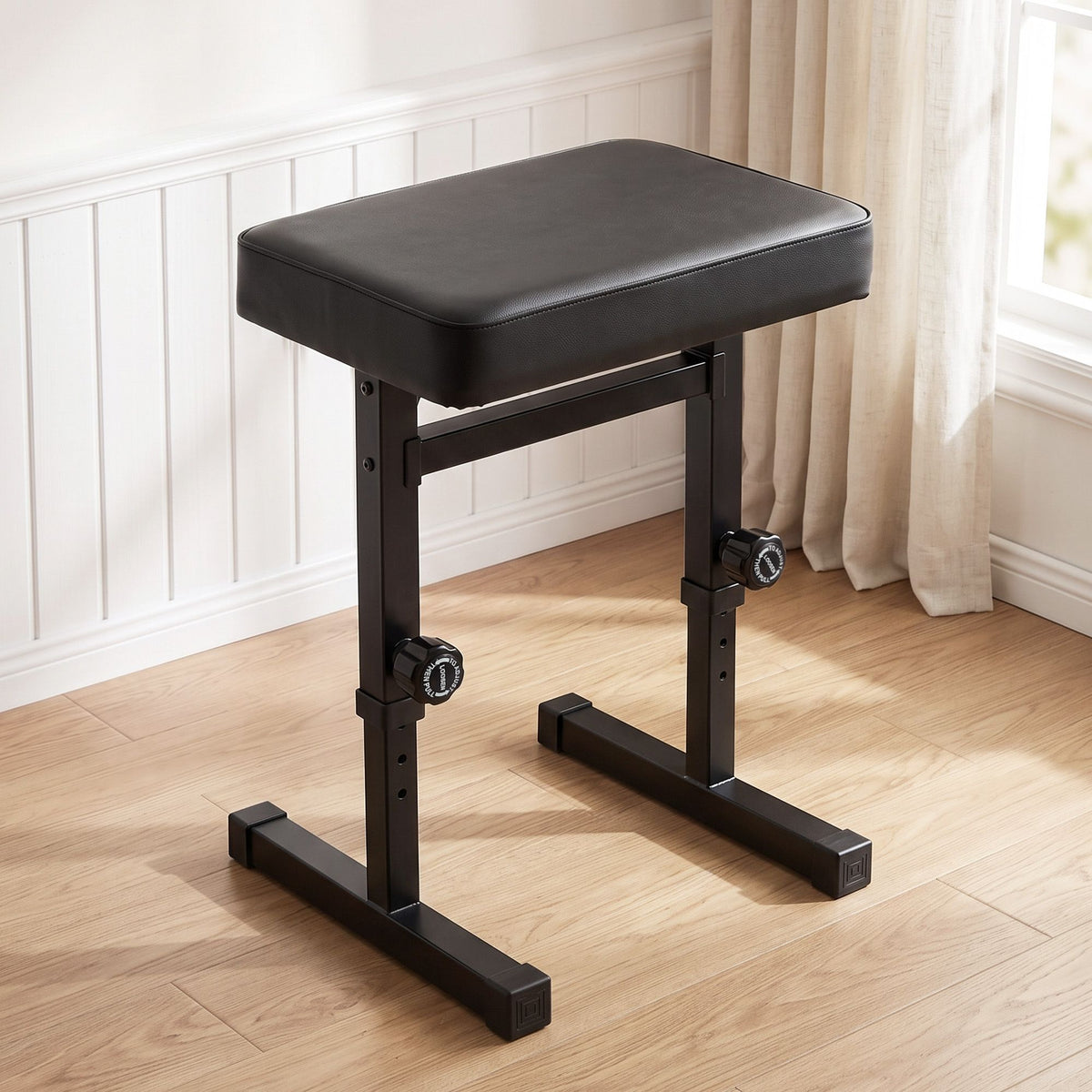 Alpha Piano Bench Adjustable Seat Heavy Duty H-Shape Piano Stool Black