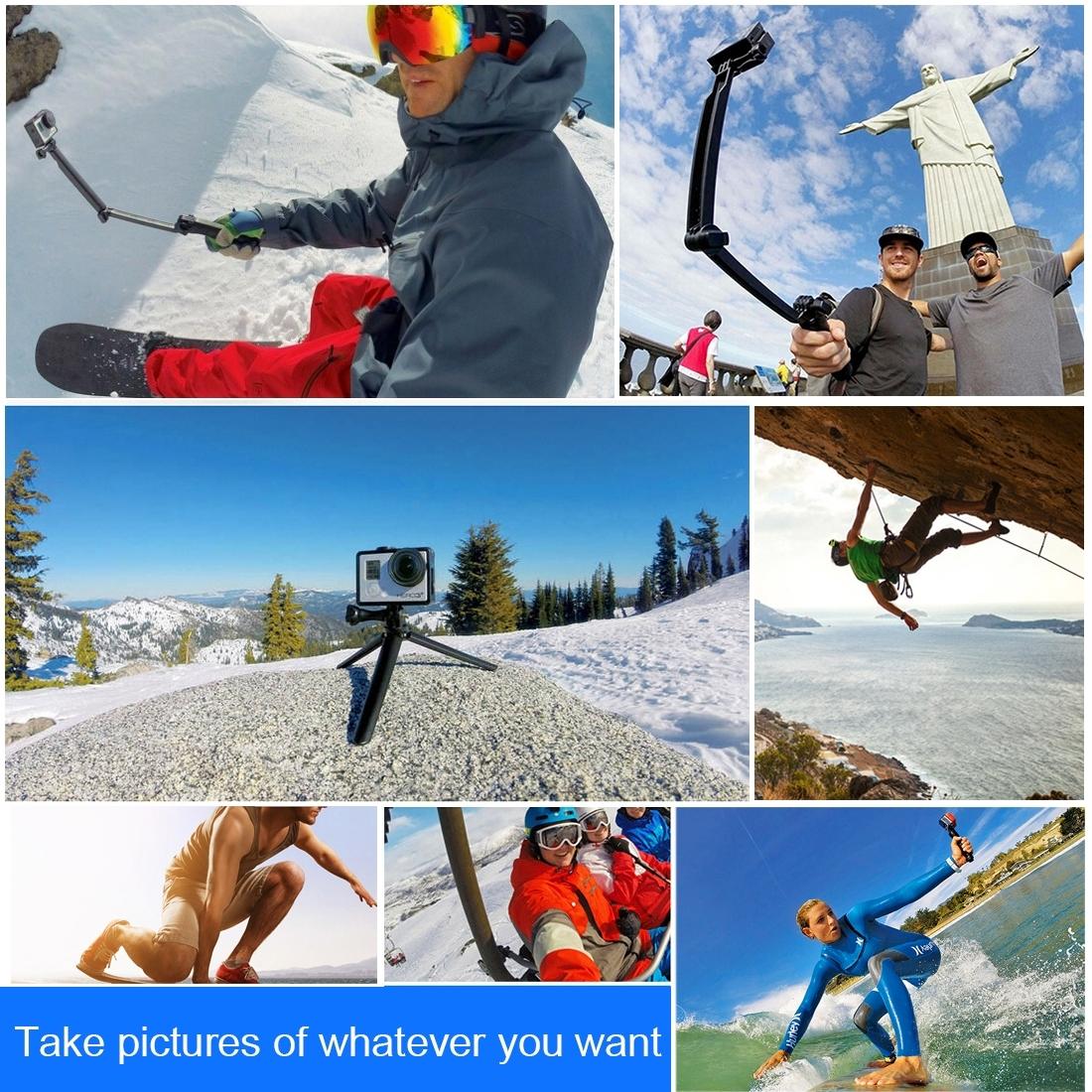Foldable 3-Way Tripod Selfie Stick For Action Cameras - 20-58Cm Length-1915198109378547713