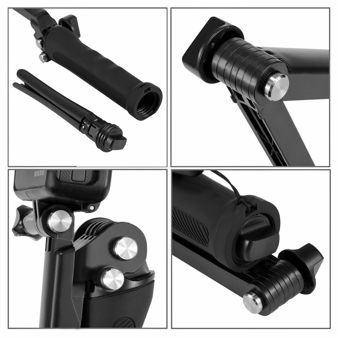 Foldable 3-Way Tripod Selfie Stick For Action Cameras - 20-58Cm Length-1915198109378547718