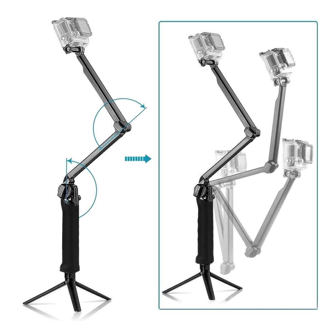 Foldable 3-Way Tripod Selfie Stick For Action Cameras - 20-58Cm Length-1915198109378547721