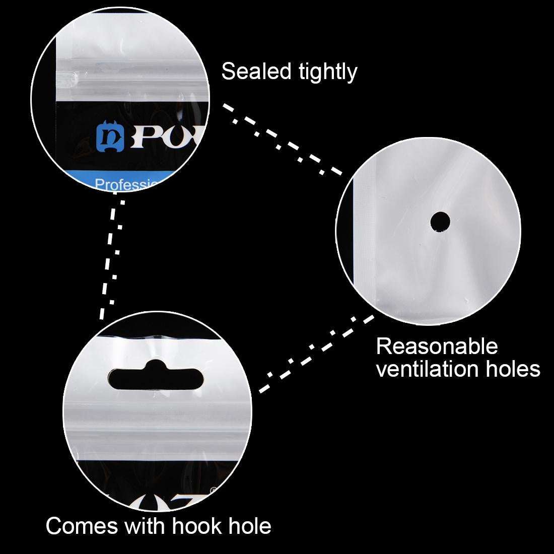 10-Pack Clear Front White Pearl Jewelry Zip Lock Bags - 34.5Cm X 9Cm With Hang Hole-1915197965140627458