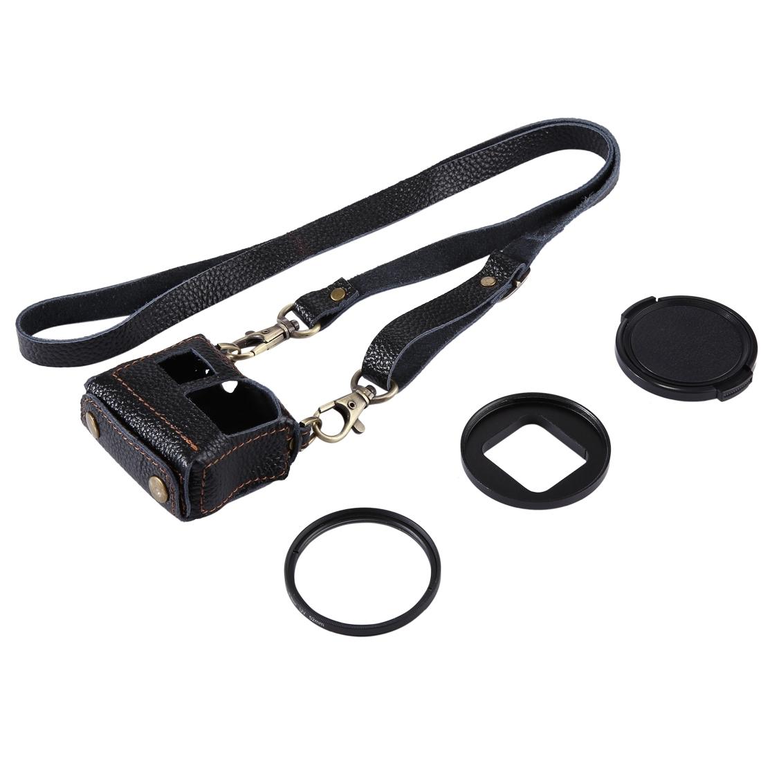 Genuine Leather Housing Case For Gopro Hero7 / 6 / 5 With Neck Strap And 52Mm Uv Lens-1915196761585094661
