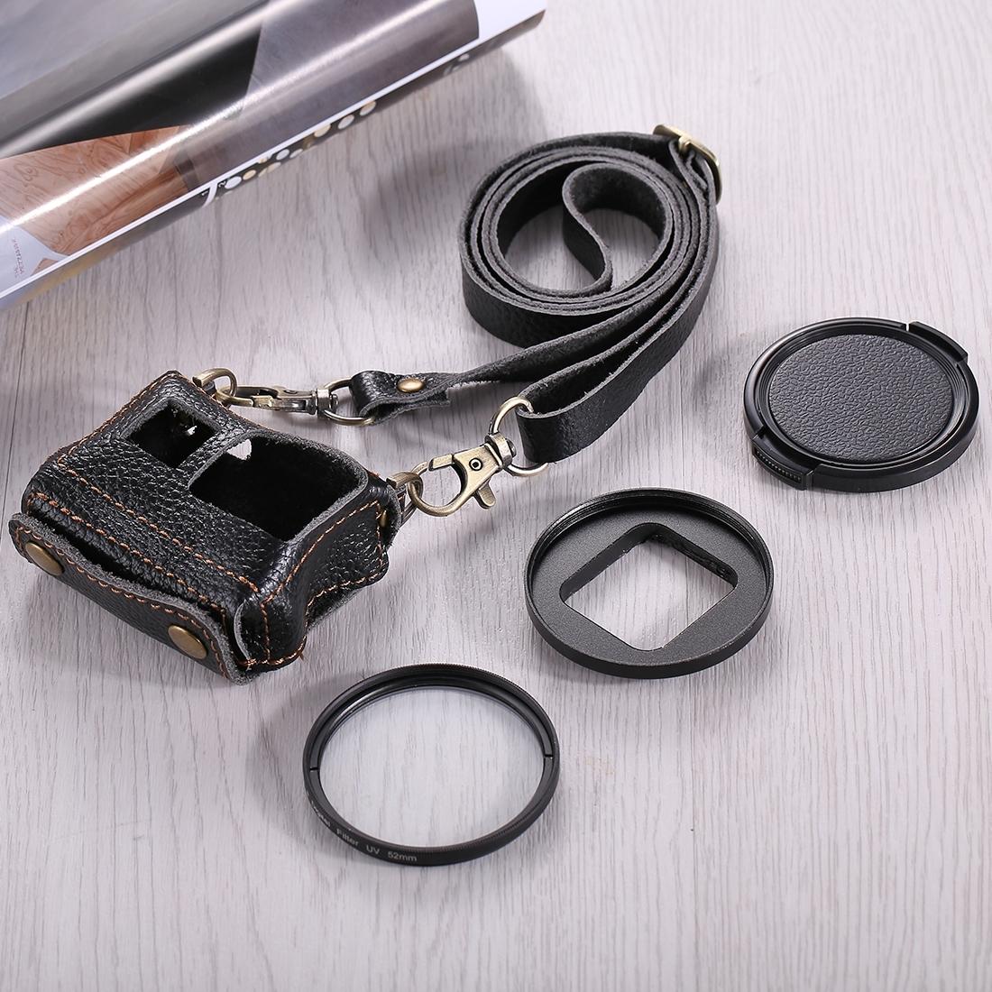 Genuine Leather Housing Case For Gopro Hero7 / 6 / 5 With Neck Strap And 52Mm Uv Lens-1915196761585094664