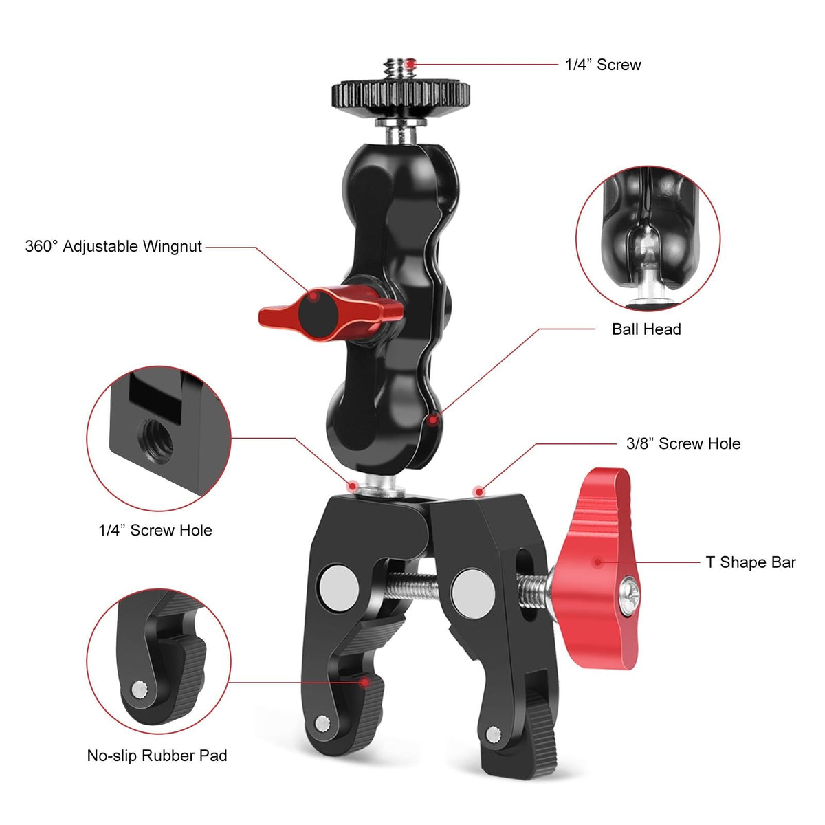 Versatile Magic Arm Clamp For Mounting - Red-1915196593099902979