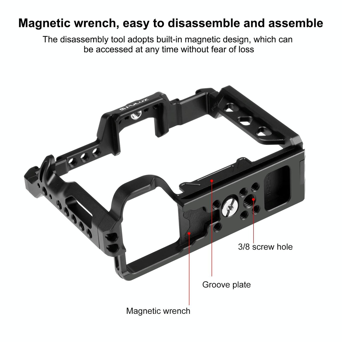 Sony A7 Camera Cage Stabilizer Rig - Metal Black-1915196761291493379