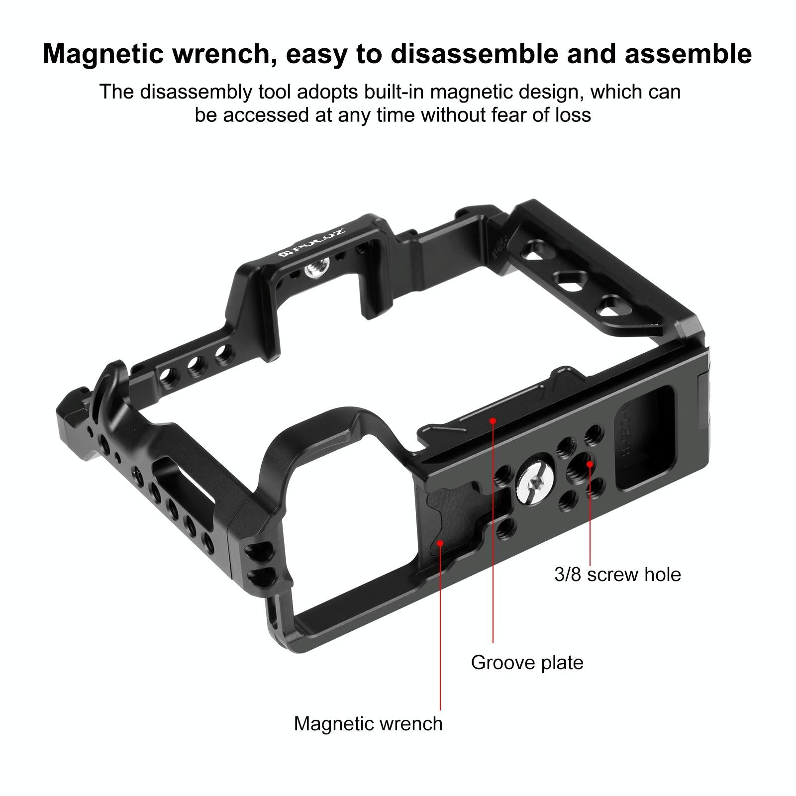 Sony A7 Camera Cage Stabilizer Rig - Metal Black-1915196761291493379