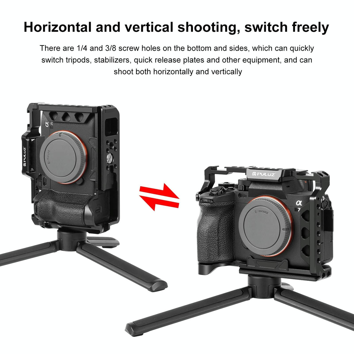 Sony A7 Camera Cage Stabilizer Rig - Metal Black-1915196761291493380