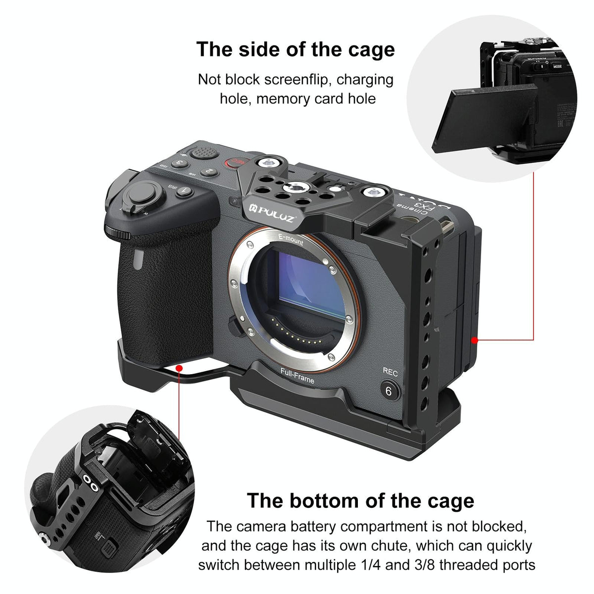 Sony Ilme-Fx30 / Fx3 Camera Cage With Nota Slider - Metal Stabilizer Rig Black-1915196697223499779