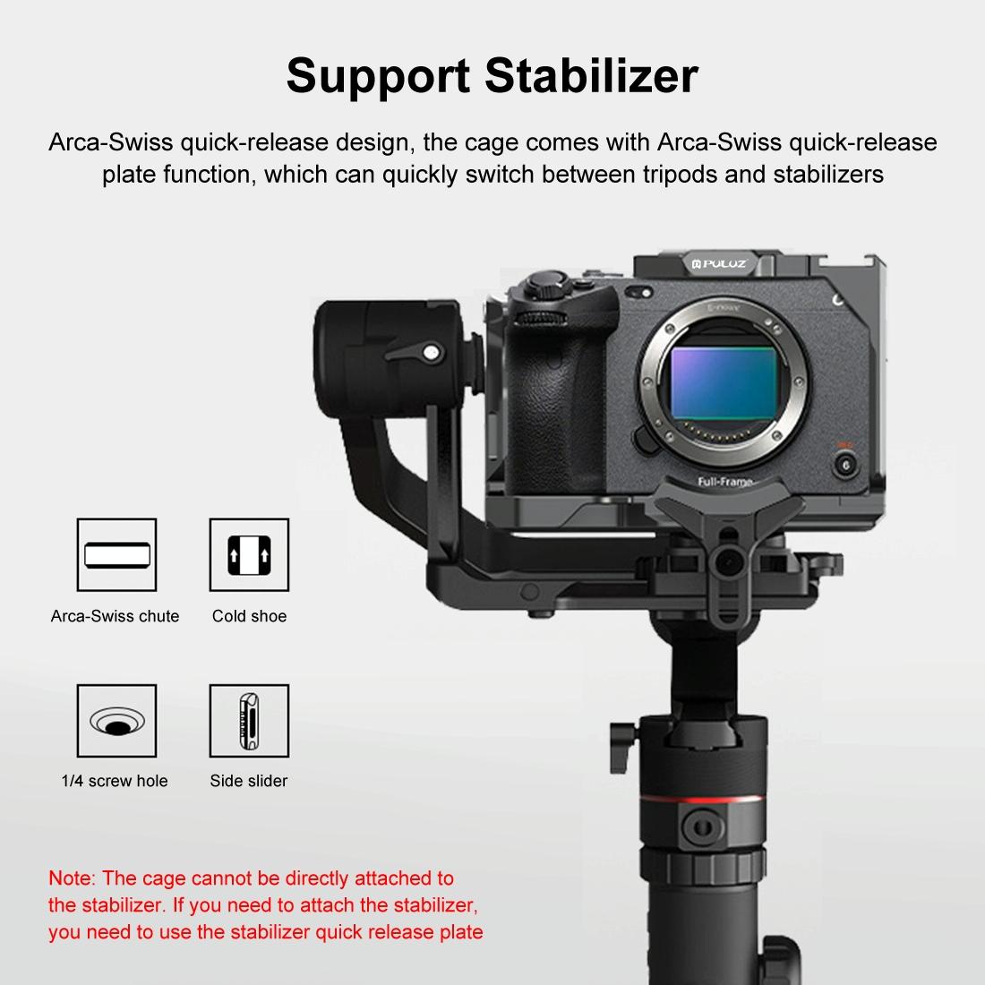 Sony Ilme-Fx30 / Fx3 Camera Cage With Nota Slider - Metal Stabilizer Rig Black-1915196697223499783