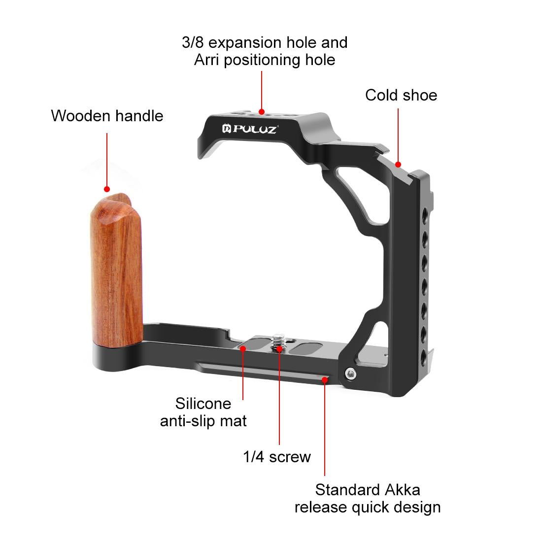 Wood Handle Metal Camera Cage For Nikon Zfc Stabilizer Rig - Black-1915196714088796162