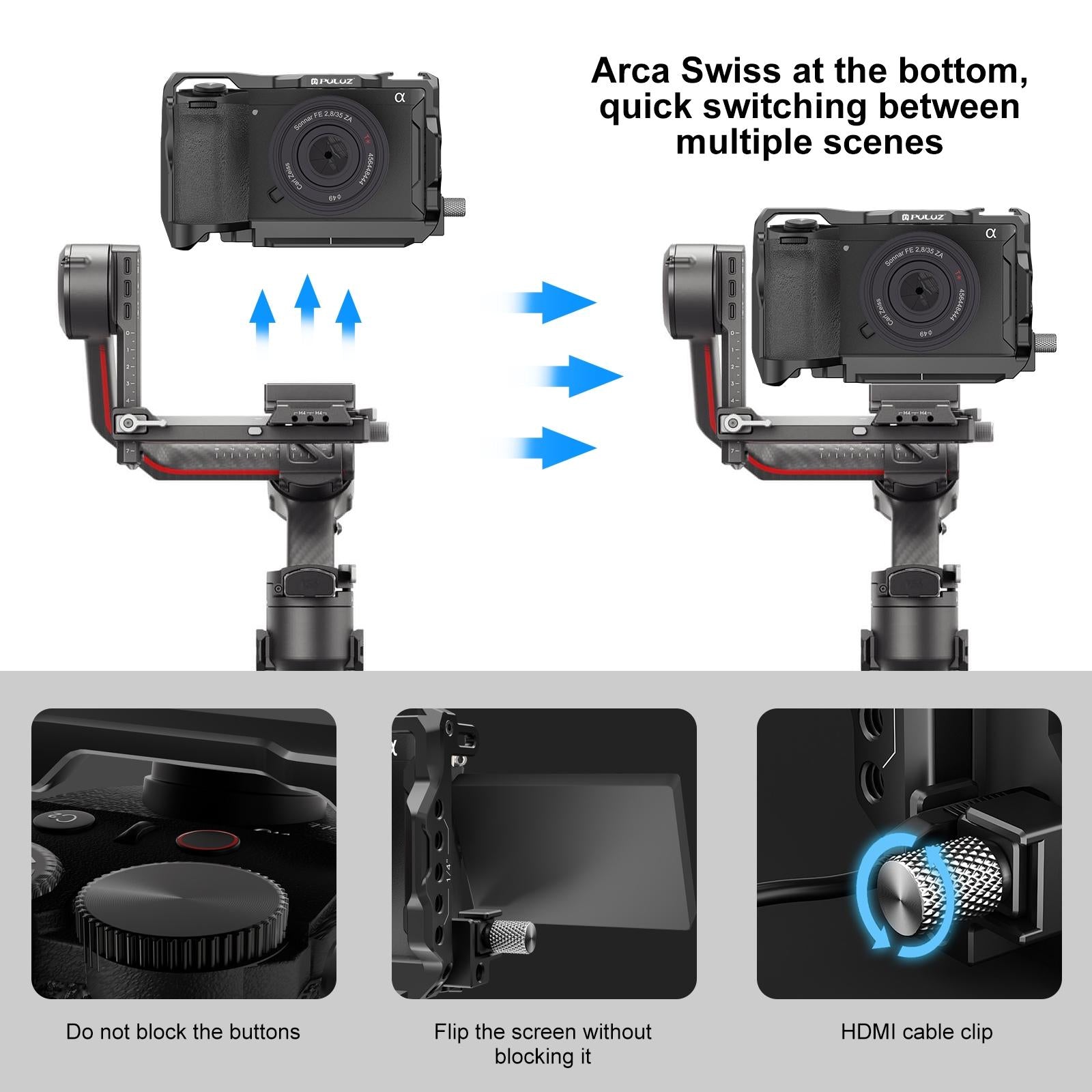 Metal Camera Cage Stabilizer For Sony A6700 - Black-1915196731012812805