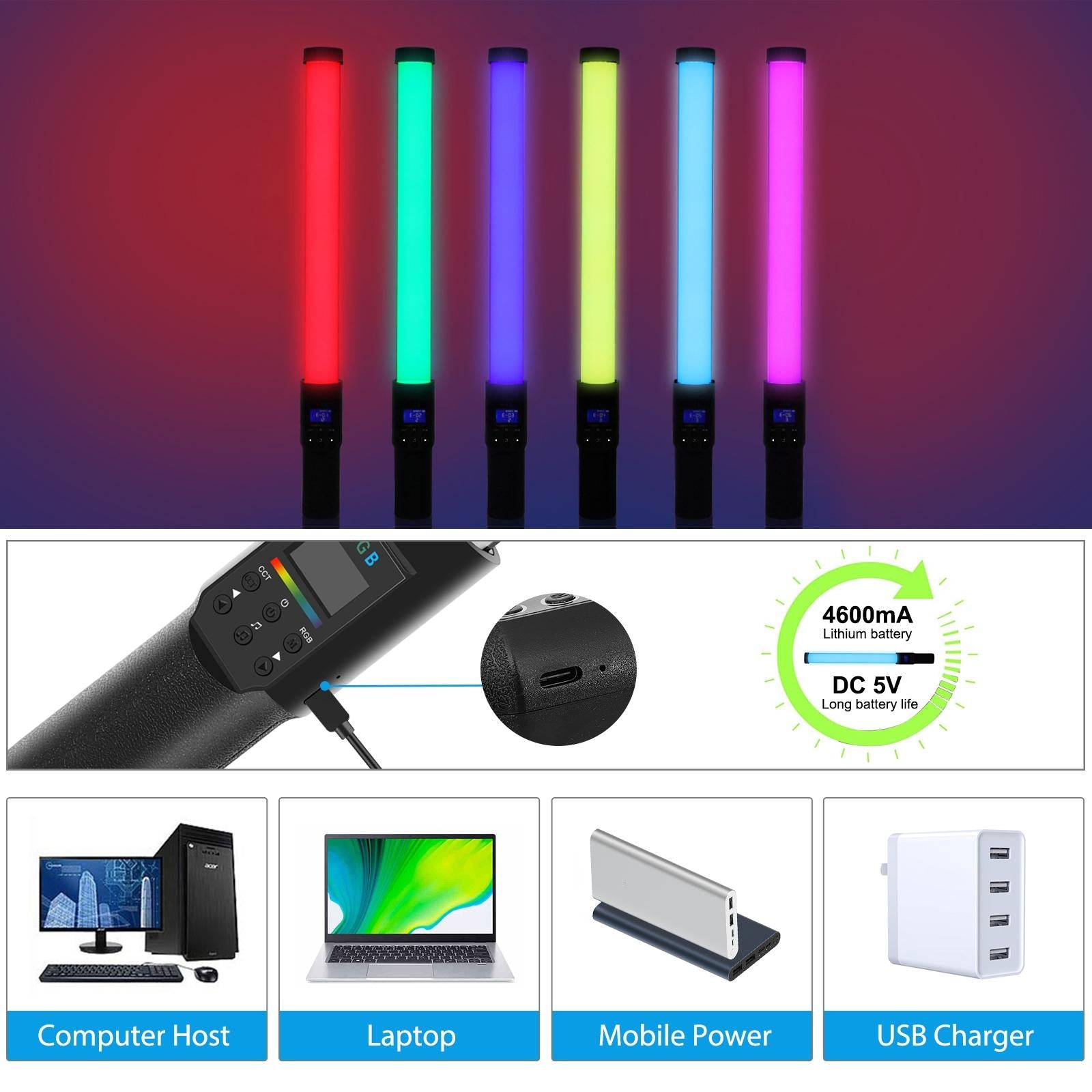 Rgb Handheld Stick Light With 190 Leds And Barndoor-1915197679827292163