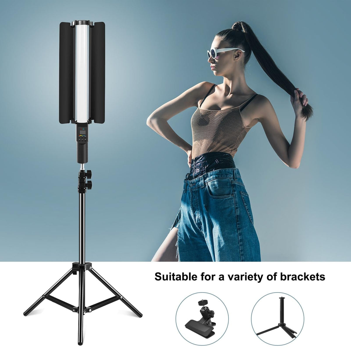 Rgb Handheld Stick Light With 190 Leds And Barndoor-1915197679827292165