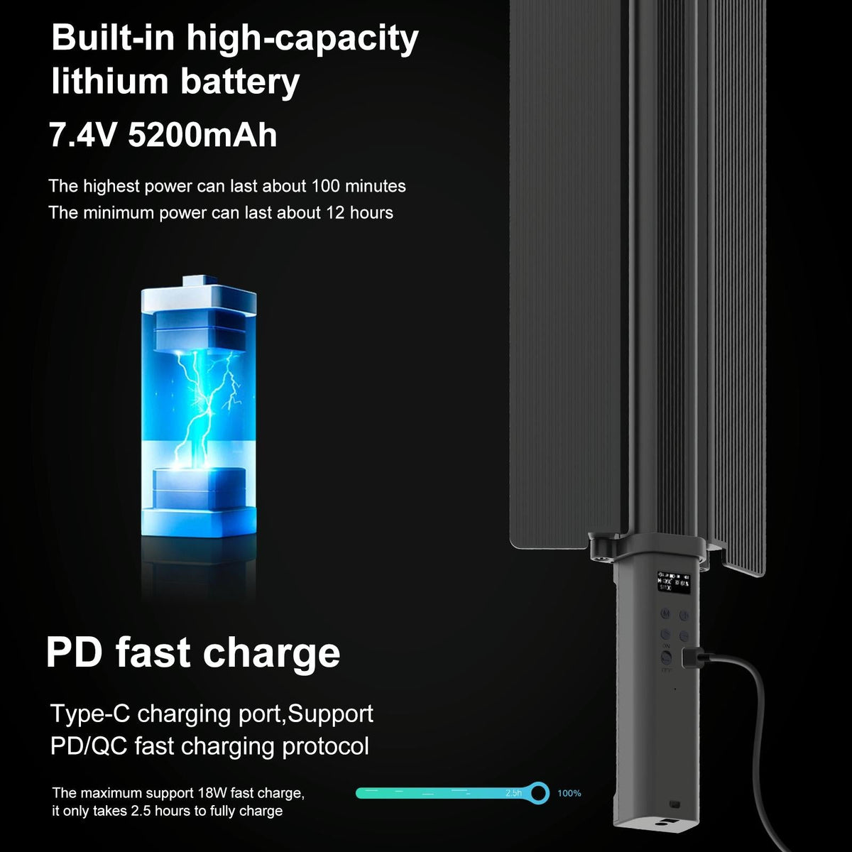 Rgb Handheld Stick Light With 72 Leds And Barndoor-1915197214246965254