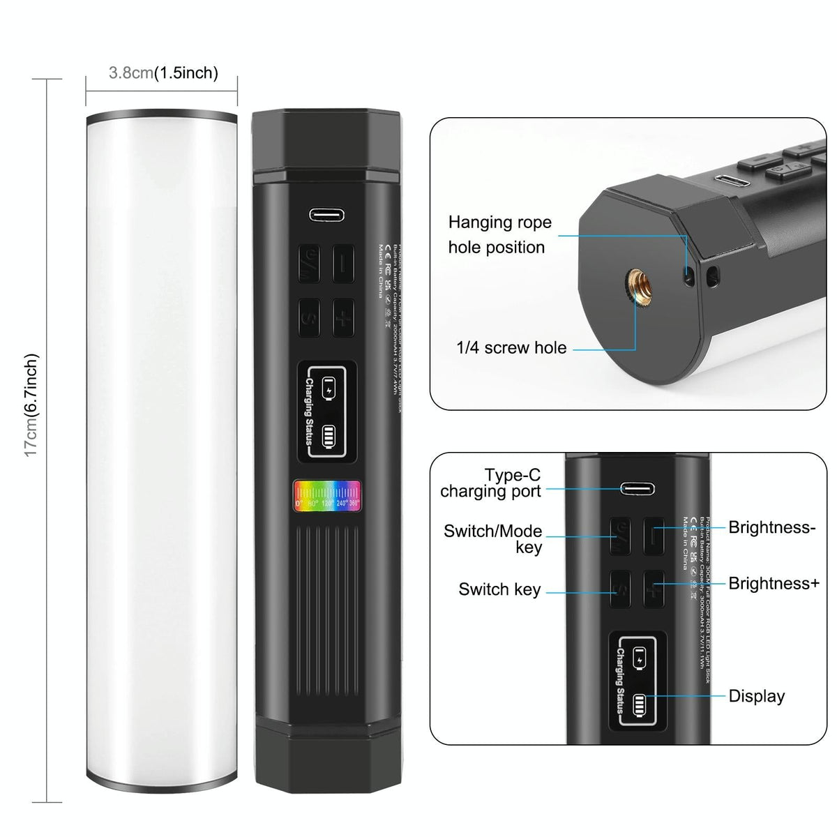 17Cm Handheld Rgb Magnetic Led Fill Light Stick - Full Colour-1915197300792233987