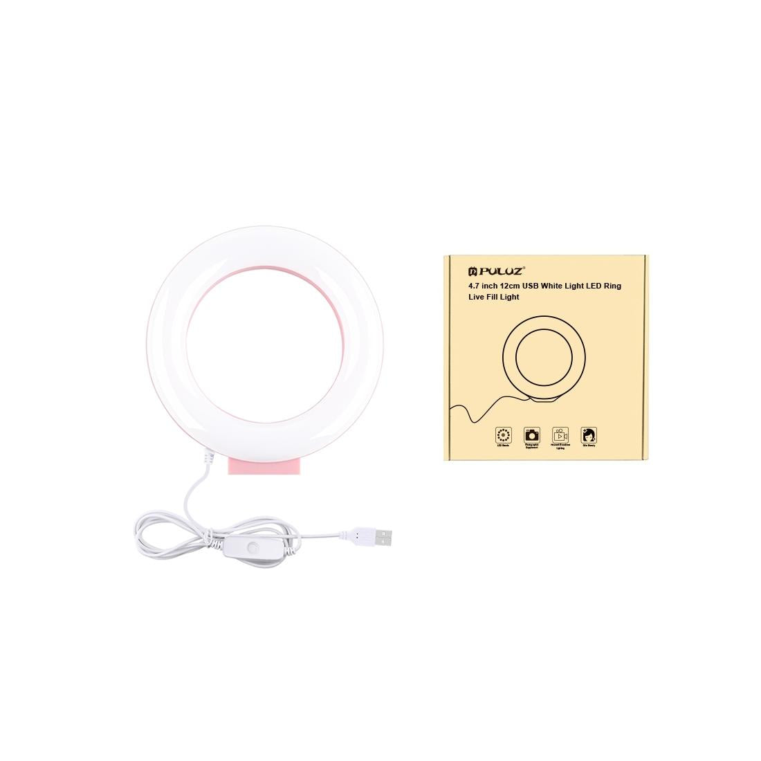 Usb Led Ring Light For Vlogging And Photography - 4.7 Inch White Light Pink-1915196536942366727