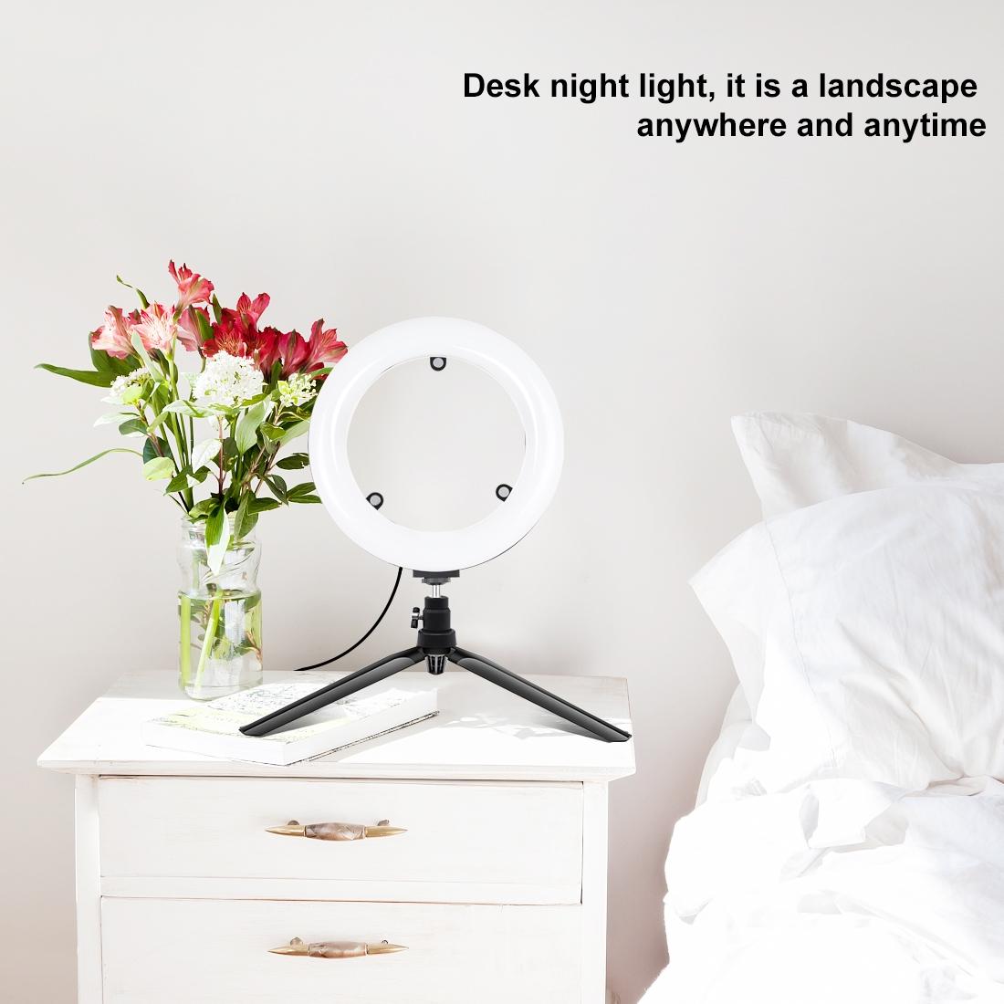 7.9 Usb 3 Modes Dimmable Dual Colour Led Ring Light With Mirror For Vlogging And Photography - Black-1915196712578846721