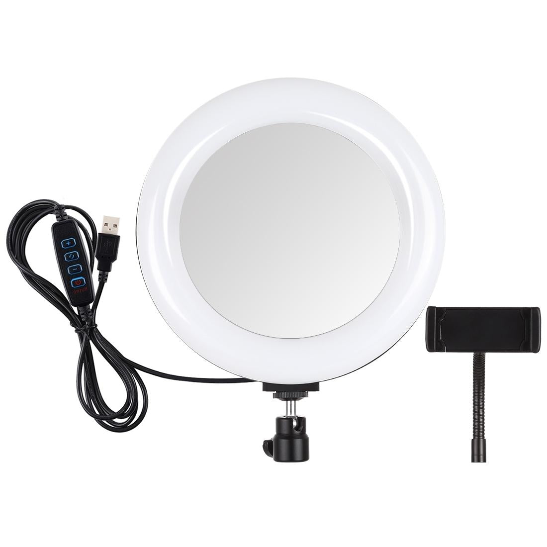 7.9 Usb 3 Modes Dimmable Dual Colour Led Ring Light With Mirror For Vlogging And Photography - Black-1915196712578846721