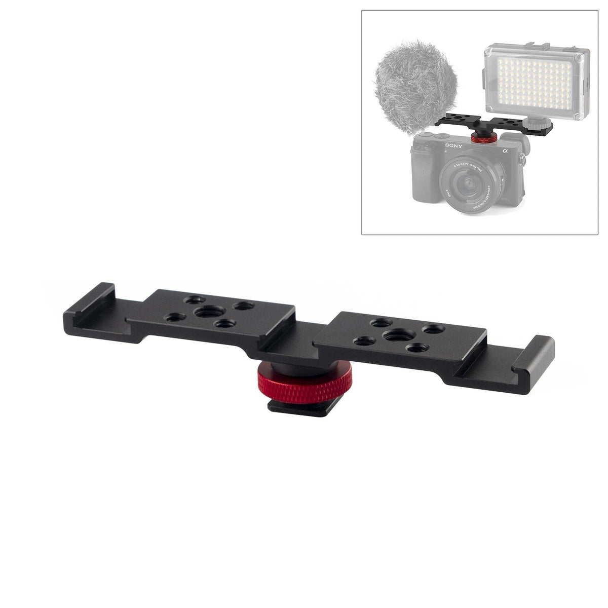 Triple Cold Shoe Bracket Mount - Black-1915196731570655238
