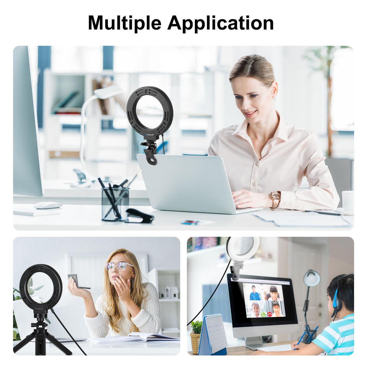 6.2 Dual-Colour Ring Light With Usb 3 Modes Monitor Clip - Black-1915196491669049350