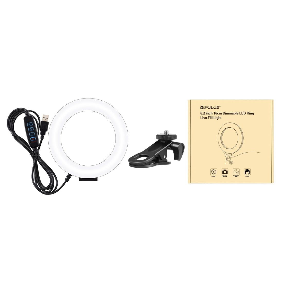 6.2 Dual-Colour Ring Light With Usb 3 Modes Monitor Clip - Black-1915196491669049351