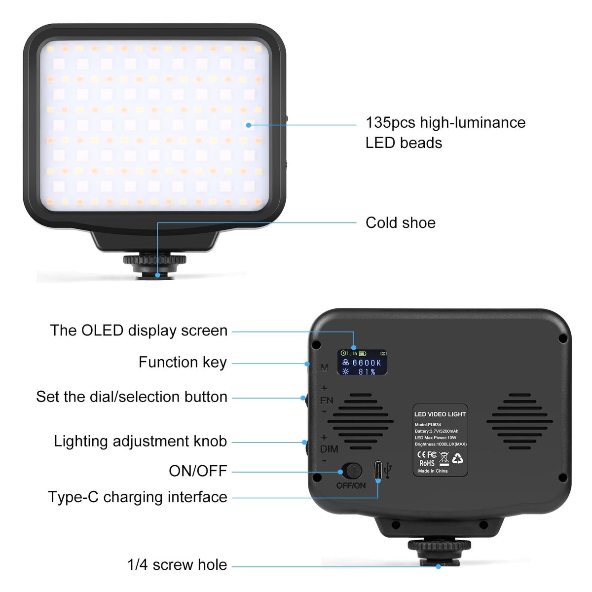 Handheld On-Camera Led Light With 2500-9900K & Rgb Fill For Photography-1915197559790505986