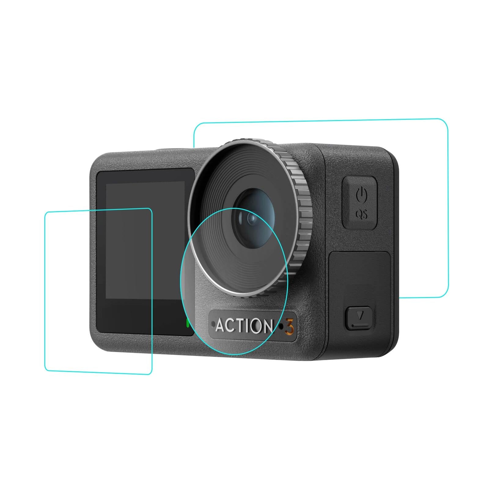 Tempered Glass Film Set For Dji Action 3 - 3-In-1 Protection For Front And Back Screens And Lenses-1915198406066835457