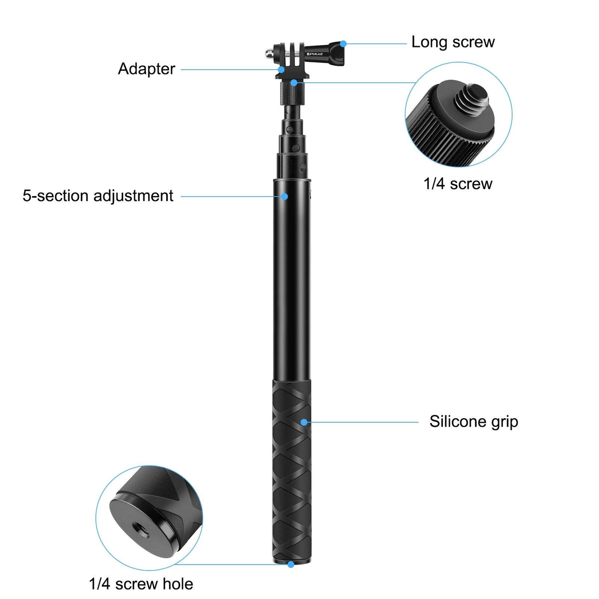 110Cm Metal Selfie Stick Monopod For Insta360 One Rs X2 X3 X4-1915197665214337027