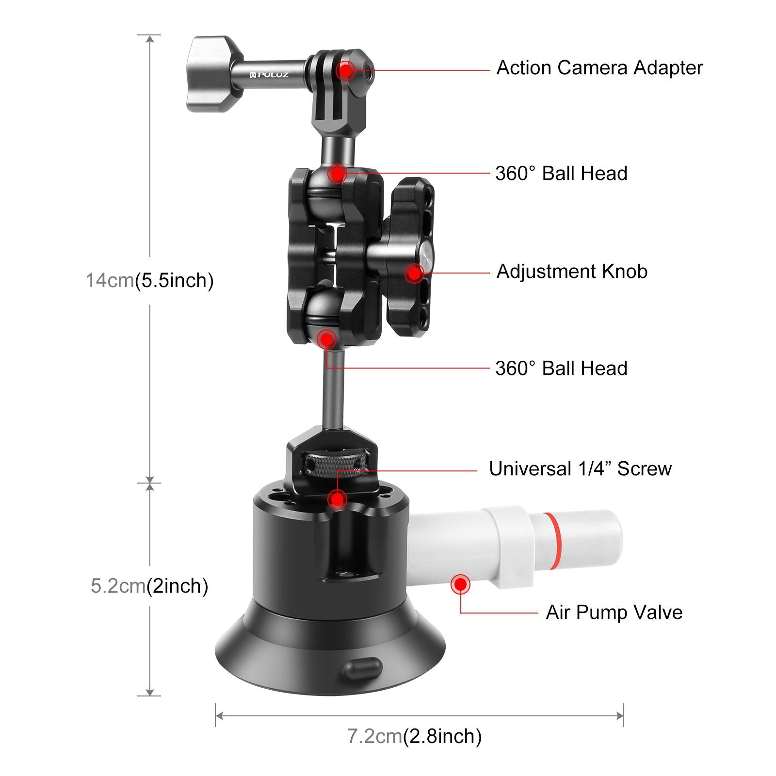 Aluminum Magic Arm With Suction Cup Mount-1915196769042567169