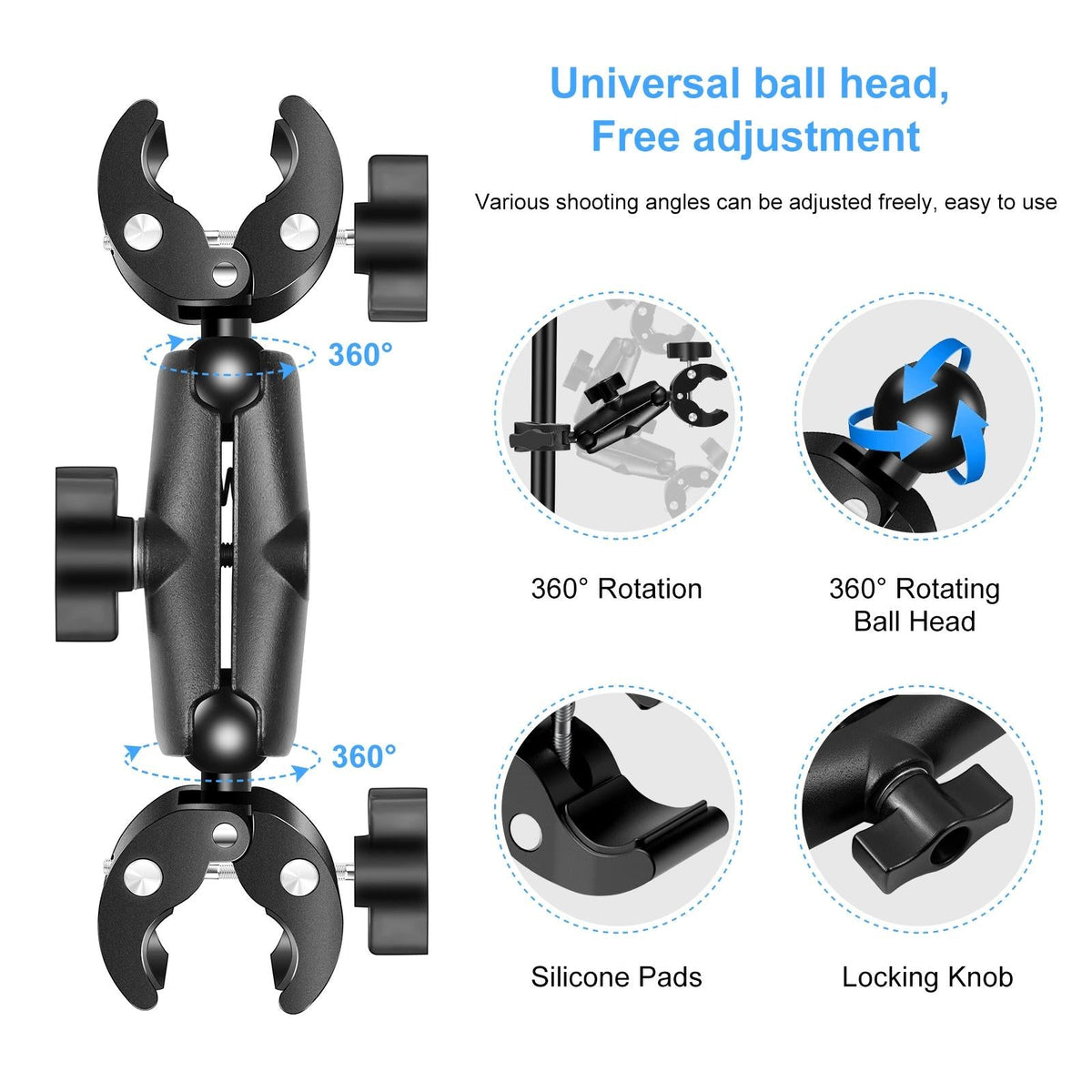 Dualheads Crab Clamp Handlebar Mount For Action Cameras-1915196505841602564