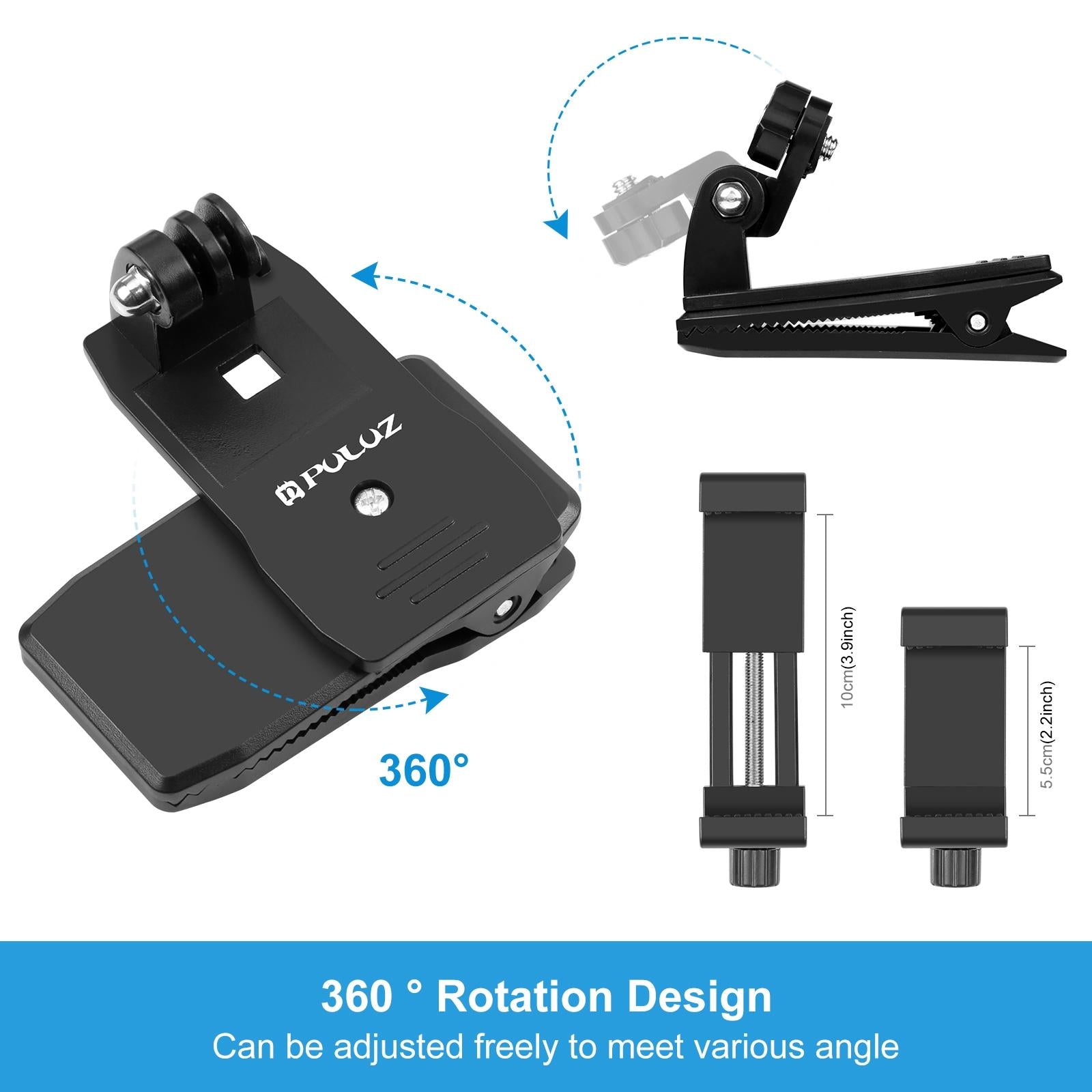360 Degree Rotating Backpack Hat Mount With Phone Clamp Kit-1915197533559328769