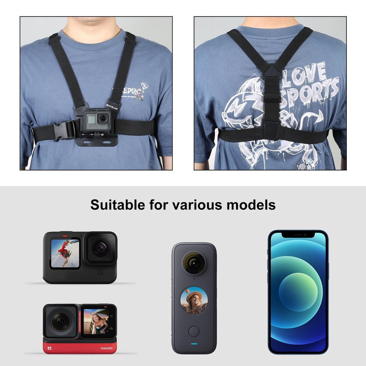 Adjustable Body Mount Belt With Phone Clamp And J Hook Mount-1915197653243793412