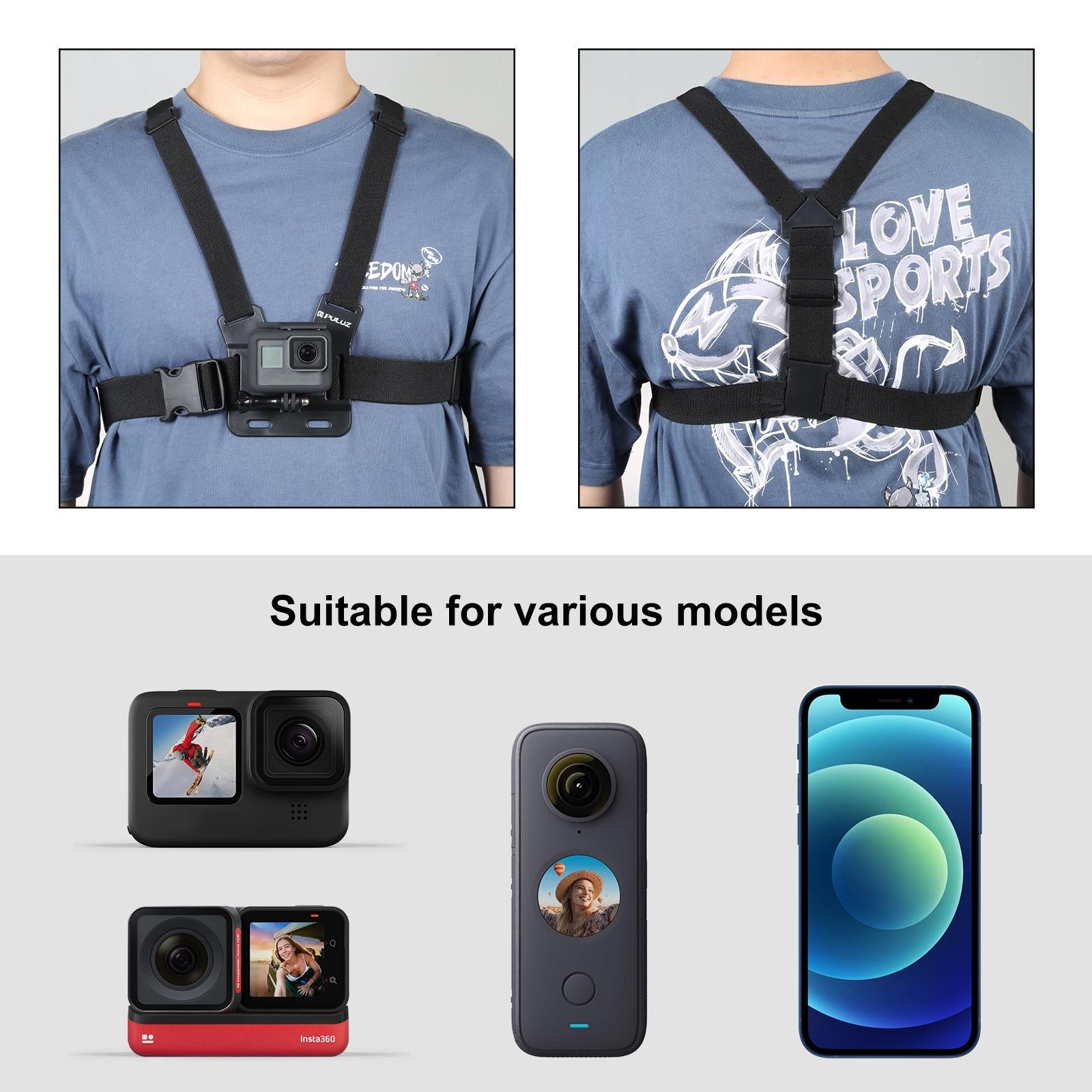 Adjustable Body Mount Belt With Phone Clamp And J Hook Mount-1915197653243793412