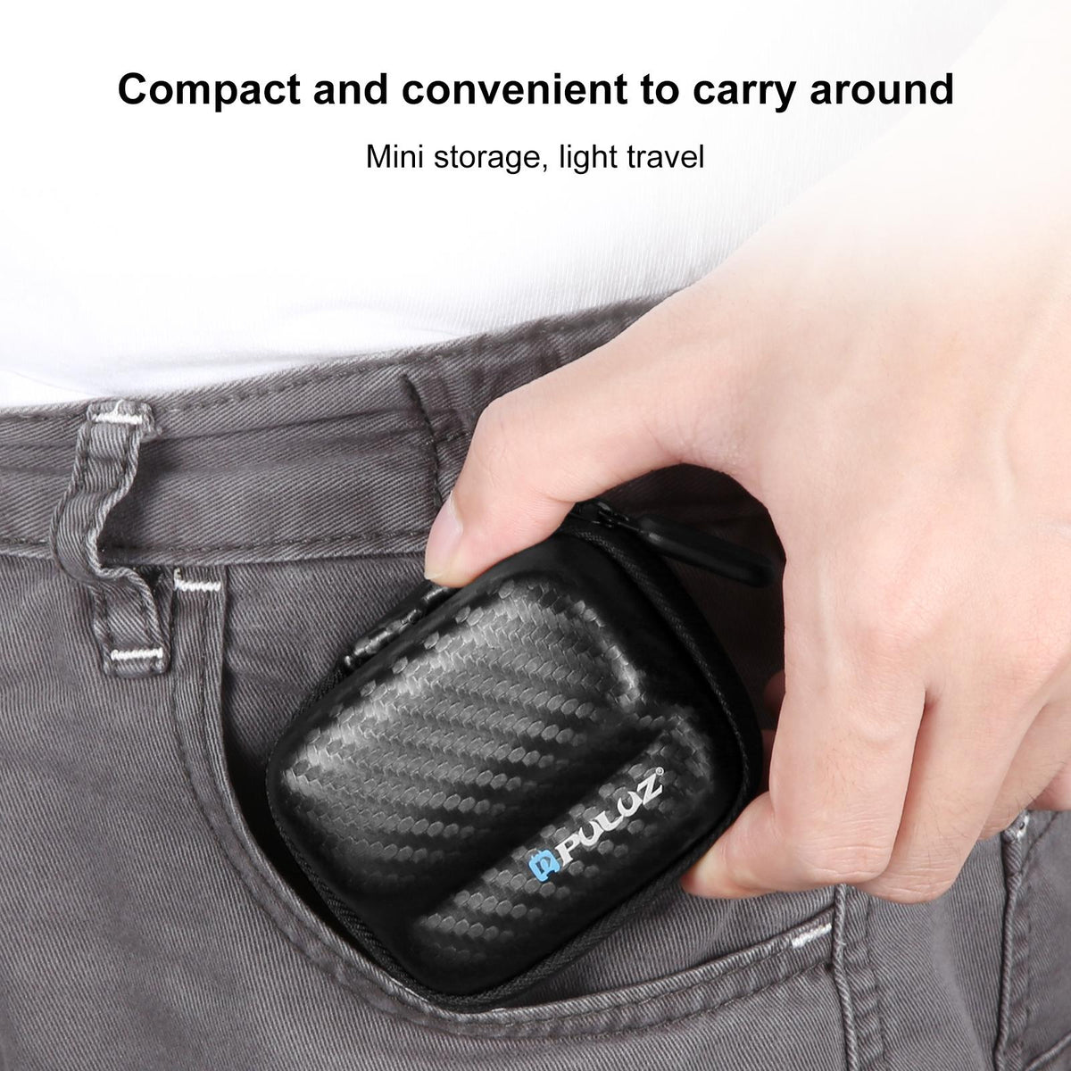Portable Carbon Fiber Eva Storage Bag For Insta360 Go 3 / 3S Mini Body - Black-1915196754316365829