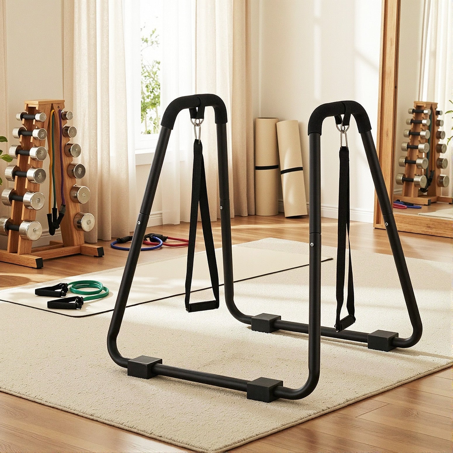 Everfit Dip Station Parallel Bars Heavy Duty Home Gym Stand Calisthenics Black