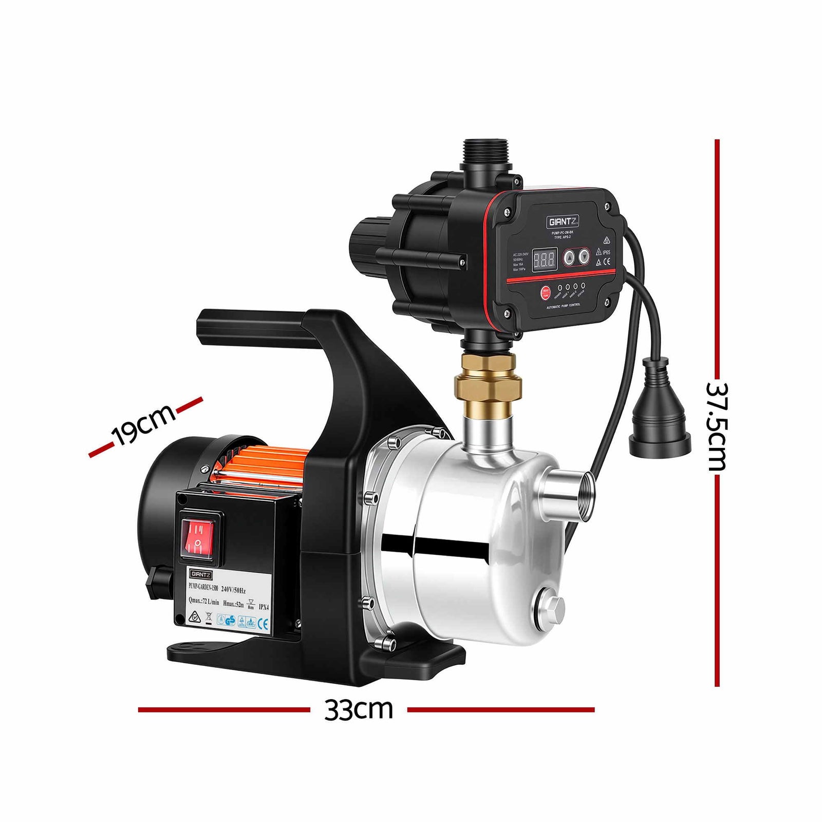 Giantz Garden Water Pump Auto Controller Tank Rain Farm Irrigation 1500W Max.