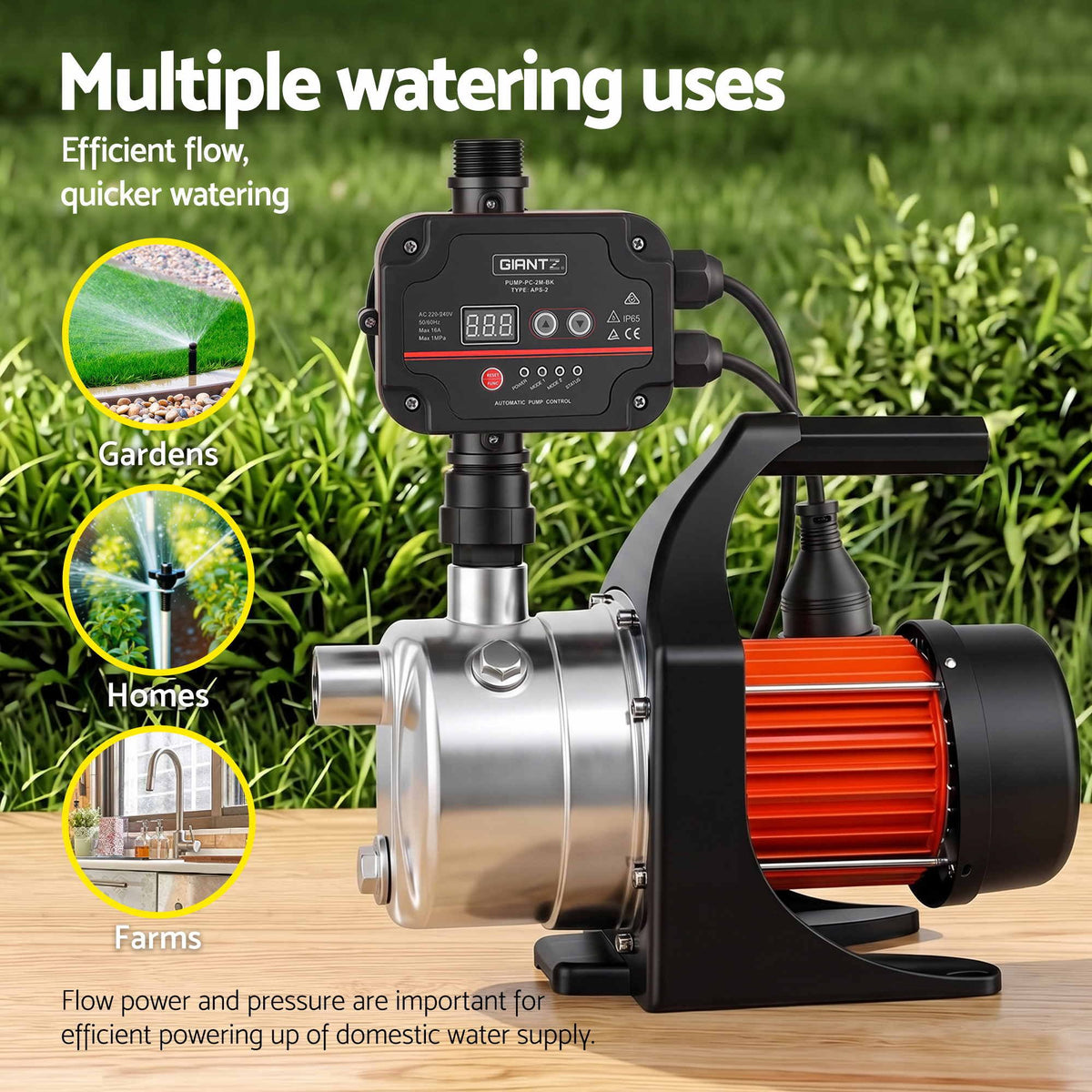 Giantz Garden Water Pump Auto Controller Tank Farm Irrigation House 800W Max.