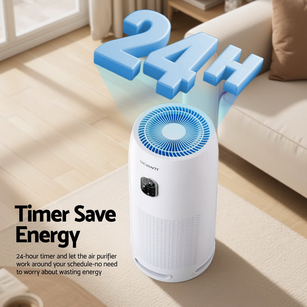 Devanti Air Purifier 4-Layer HEPA Filter White
