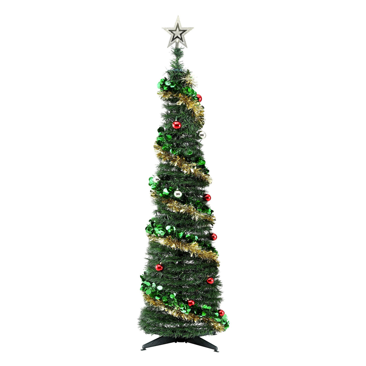 Jingle Jollys Pop Up Christmas Tree Pre Decorated Warm White LED 160cm
