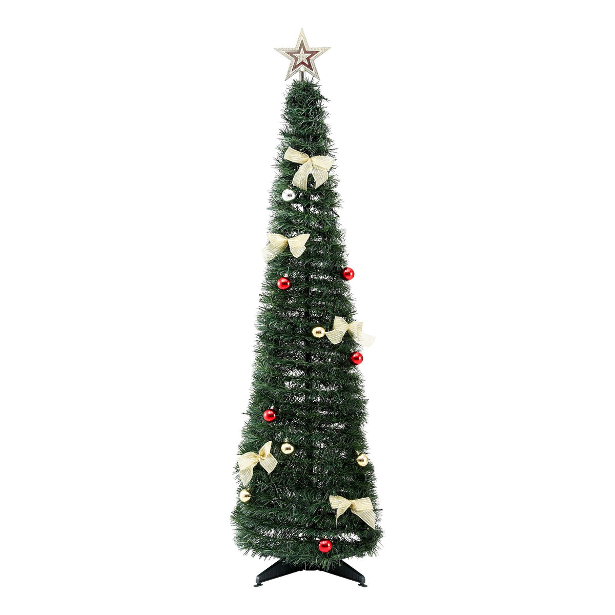 Jingle Jollys Pop Up Christmas Tree Pre Decorated Multicolour LED 155cm