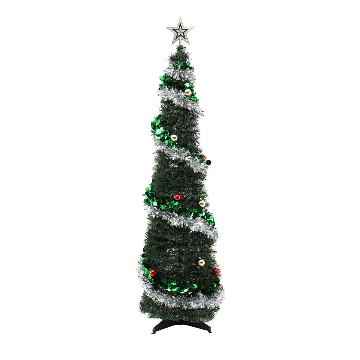 Jingle Jollys Pop Up Christmas Tree Pre Decorated Warm White LED 155cm