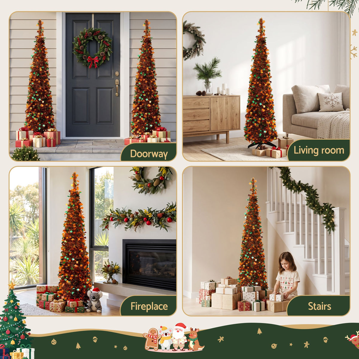 Jingle Jollys 160cm Pop Up Christmas Tree Artificial Christmas Tree Golden Maple Leaf