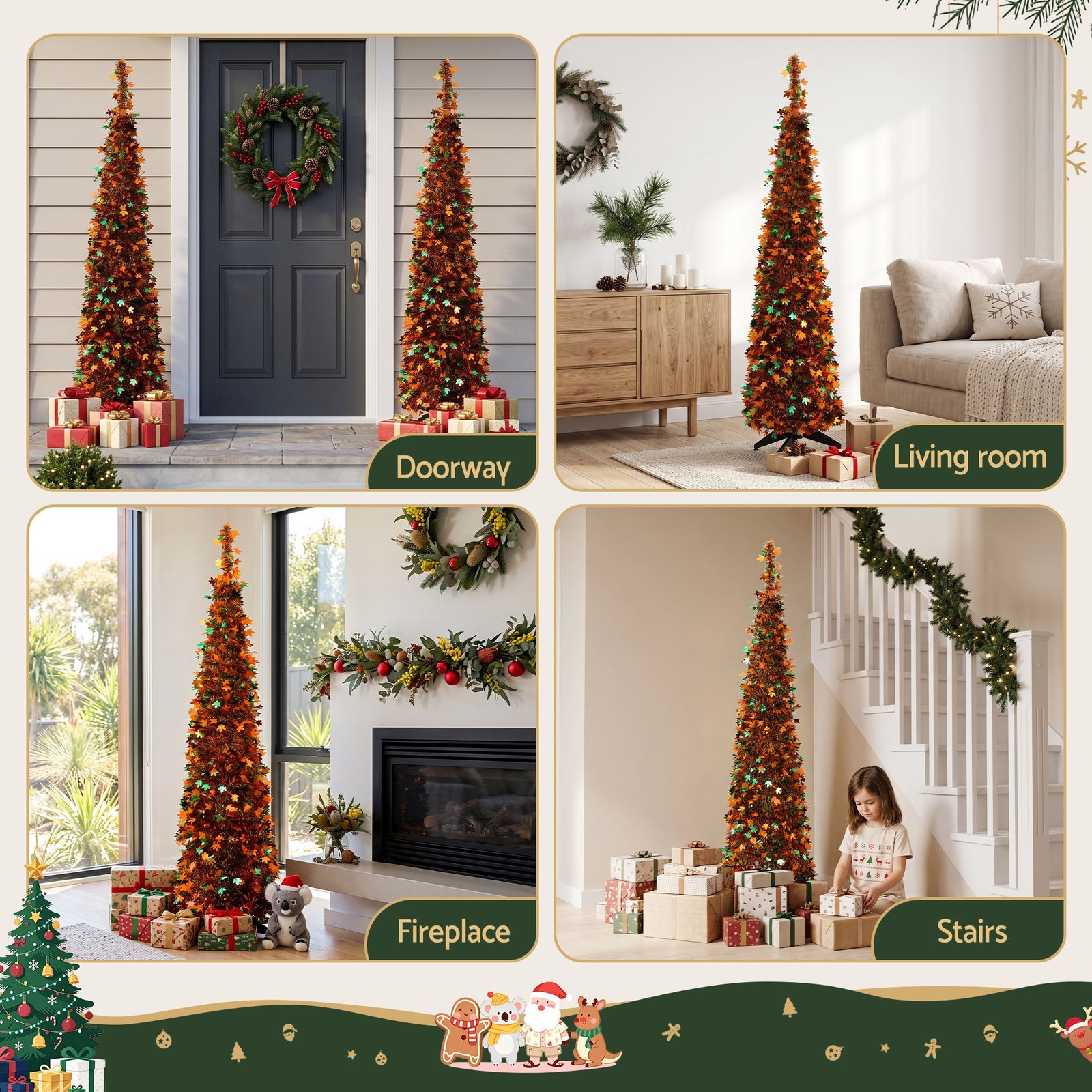 Jingle Jollys 160cm Pop Up Christmas Tree Artificial Christmas Tree Golden Maple Leaf
