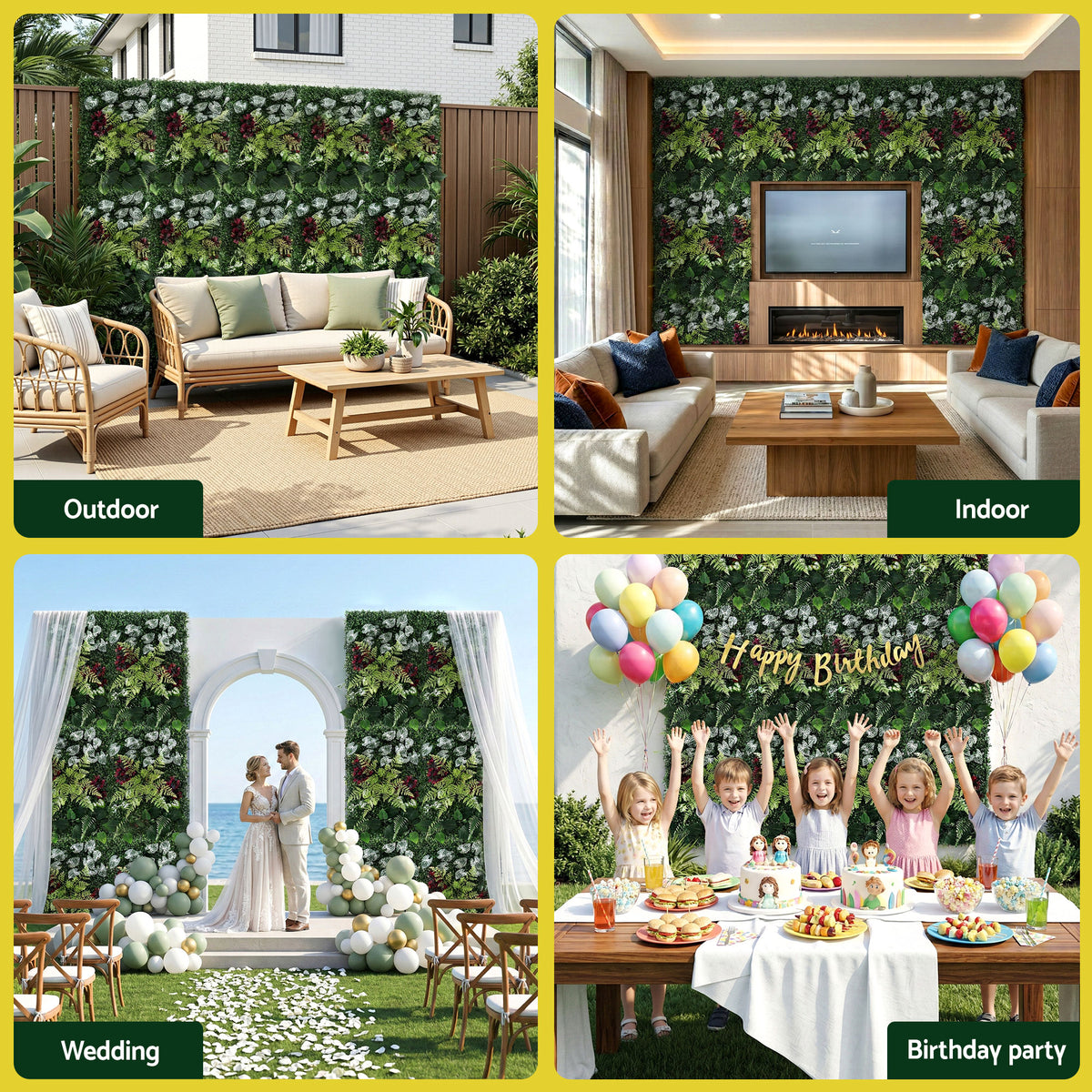 Gardeon 4PCS Artificial Plant Wall Panels 40X60CM Boxwood Panel Flower Backdrop Backyard Green Decor