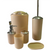 Anyhouz Plastic Bathroom Accessories Sets Apricot Toilet Brush Soap Dish Toothpaste Dispenser Swing Lid Trash Washable for Bath Accessories